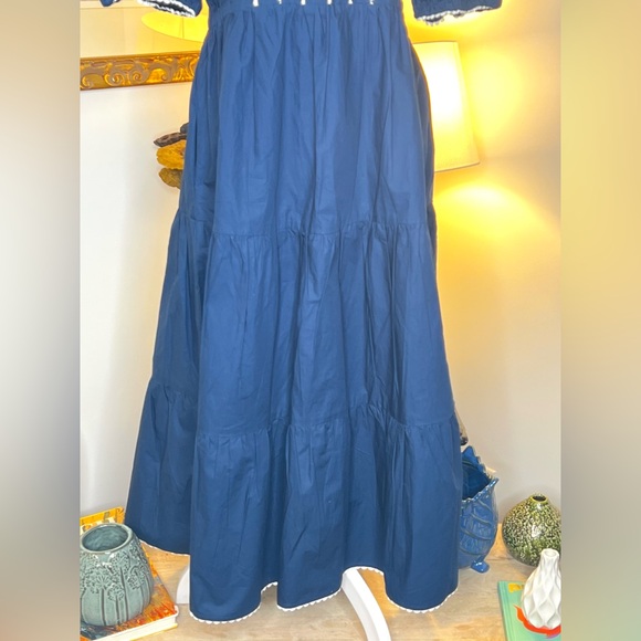 Gretchen Scott Designs Cotton Ric Rac Roc Midi/Maxi Dress NWT S Navy - Picture 5 of 10